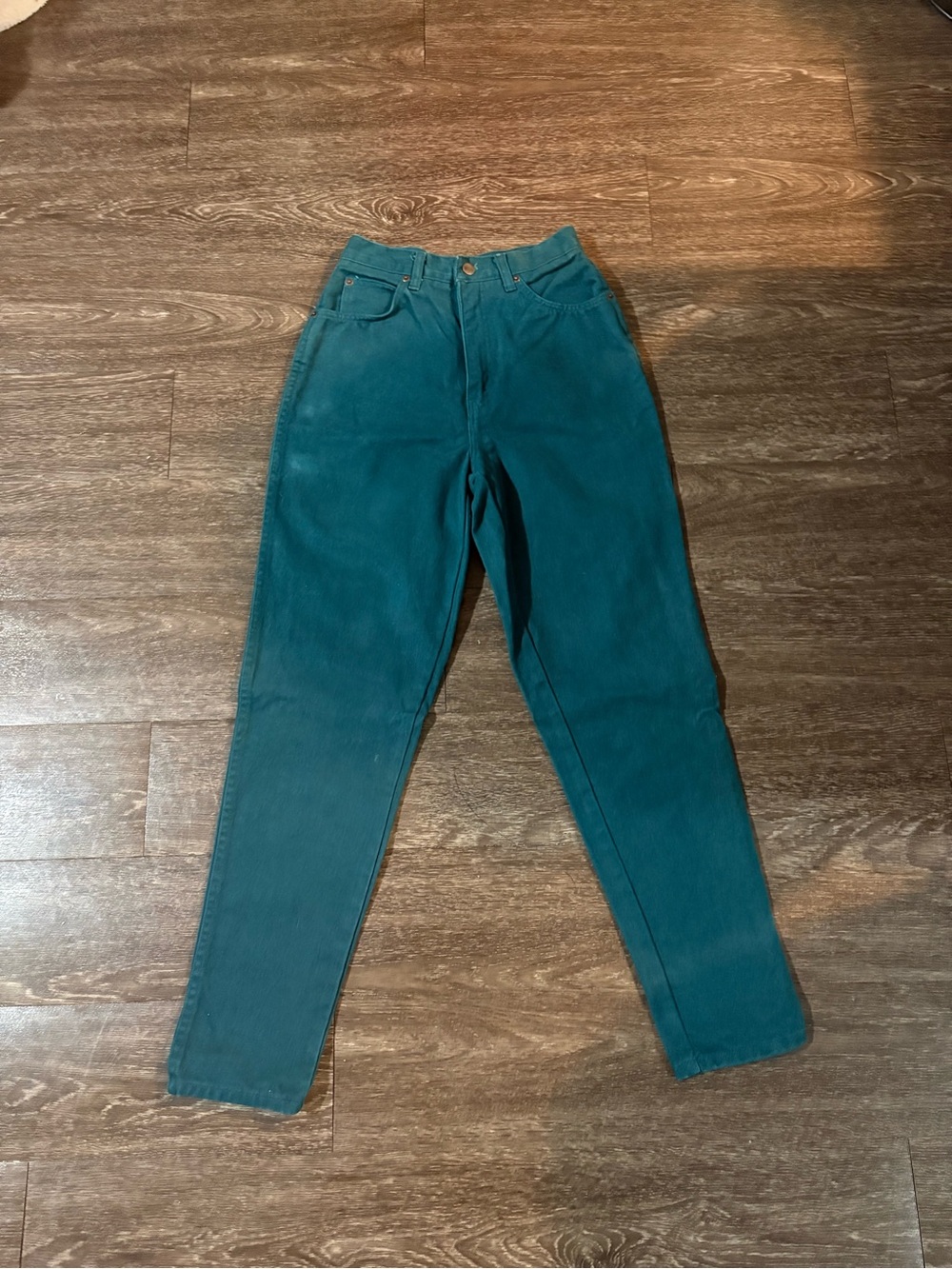 High-Rise Teal Women's Jeans — Slim Tapered Fit